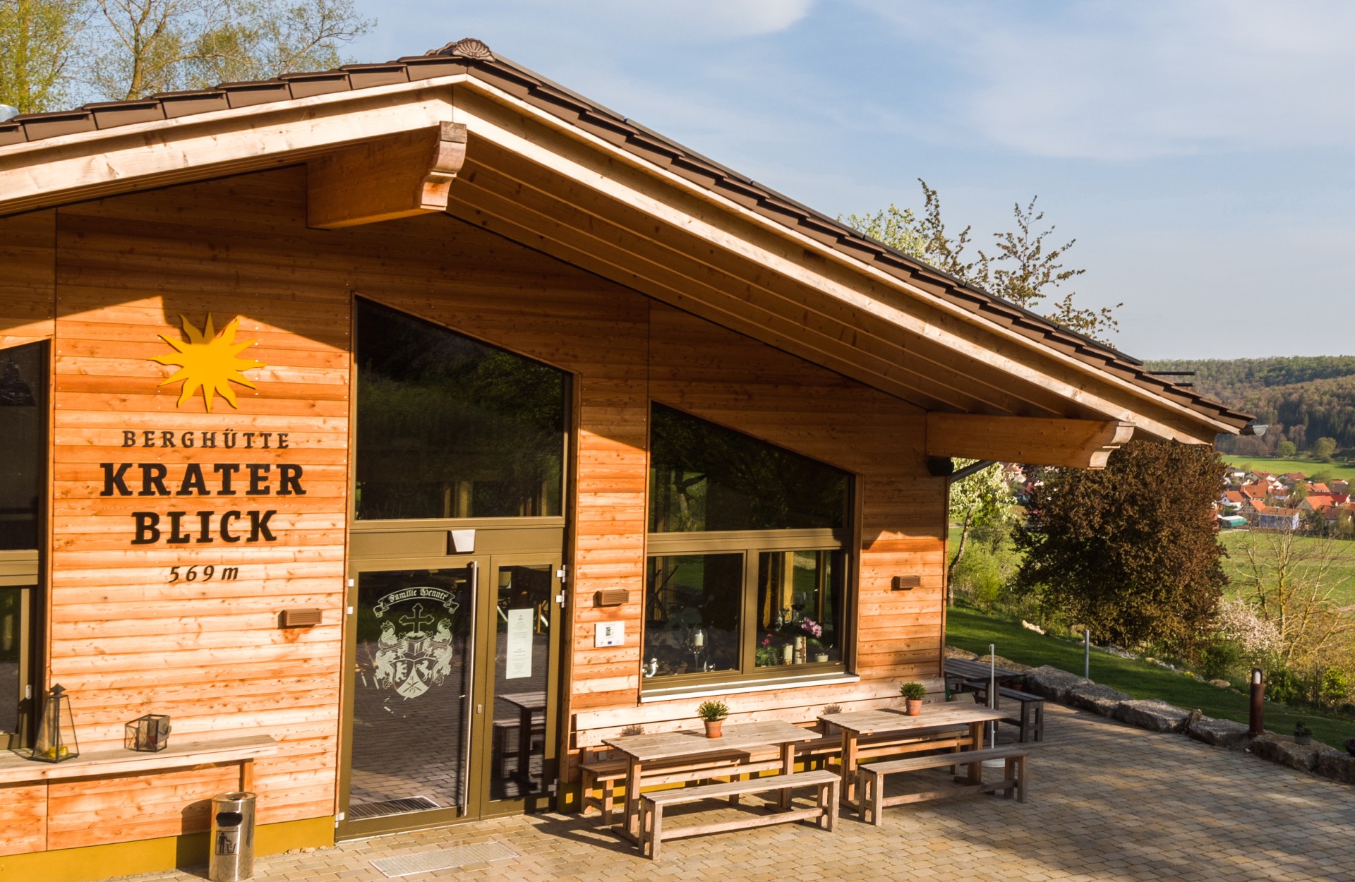 Eventlocation Berghütte Kraterblick auf dem Zentralhügel des Steinheimer Beckens dem Steinhirt